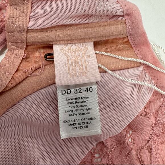 We Are HAH Hook Up Bra Size DD Band 32-40 Lace Balconette Dusty Rose Underwire - Picture 12 of 15